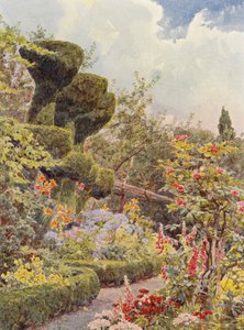 Italienska trädgårdar: La Badia, Klosterträdgården (färglitografi) av George Samuel Elgood
