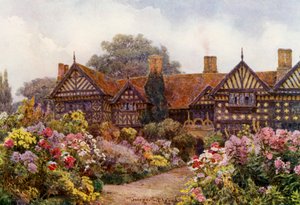 Speke Hall, Lancashire (färglitografi) av George Samuel Elgood