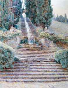 Kaskaden vid Villa Cicogna, Italien 1901 (akvarell) av George Samuel Elgood
