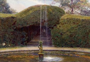 The Dark Arbour vid Melbourne Hall, Derbyshire (färglitografi) av George Samuel Elgood