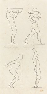 Bär en vikt; Förbereder sig för att hoppa och stiga av av George Scharf after John Flaxman