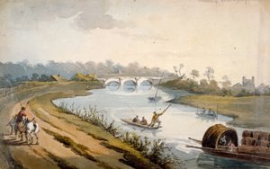 Themsen nära Chertsey, Surrey, c1820