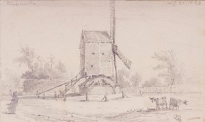 Utsikt över väderkvarnen på Blackheath, Greenwich, London, 1833