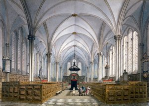 Interiörvy av Temple Church, London, 1811. av George Shepherd