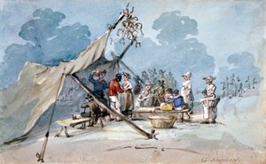 Vy över människor som deltar i Peckham Fair, London, c1820 av George Shepherd