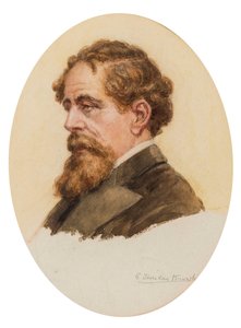 Porträtt av Charles Dickens.