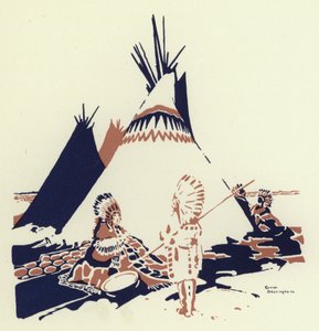 Så de drog lott för att se vem som skulle söka honom i skogen (färg litho) av George Sheringham