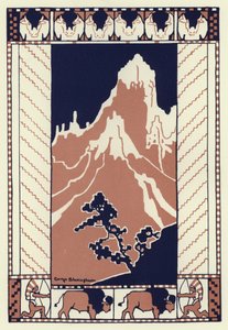 Den natten när hela byn låg och sov gick pojken till foten av berget (färg litho) av George Sheringham