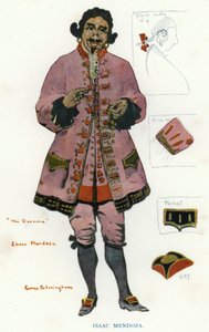 The Duenna av Sheridan: Isaac Mendoza (färg litho) av George Sheringham