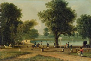 The Serpentine, Hyde Park (olja på panel) av George Sidney (attr. to) Shepherd