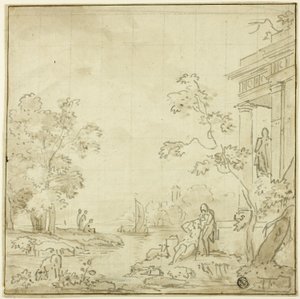 Hamnscen med figurer, Tempel av George Smith of Chichester