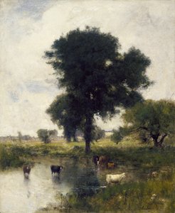 Boskap i pool (A Summer Landscape), 1880 av George Snr. Inness