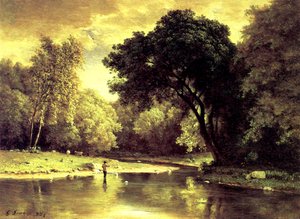 Fiskare i en ström av George Snr. Inness
