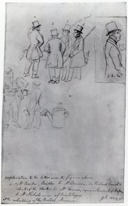 Byggare och lantmätare vid återuppbyggnaden av British Museum, 1844 (penna på papper) av George Snr Scharf