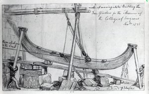 Moving the Iron Girders brugt til at bygge Hunterian Museum på Royal College of Surgeons, 1835 sverige av George Snr Scharf