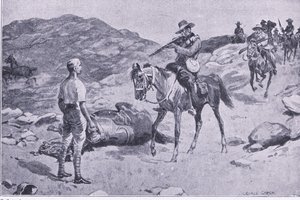 En galant gärning på marschen till Hoopstad, After Pretoria: The Guerilla War publicerad av Harmsworth Bros Limited 1901 av George Soper