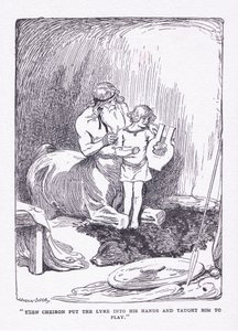 The Cheiron lade lyran i hans händer och fick honom att spela, från The Heroes publicerad av George Allen och Unwin 1929 av George Soper