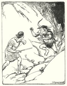 Theseus: "Han hade aldrig sett ett så konstigt odjur" (litho) av George Soper