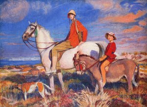Hilda och Mary vid Studland Bay, Dorset, ca 1930 (olja på duk)