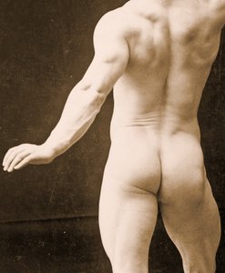 Eugen Sandow, i klassisk antik grekisk-romersk pose, detalj av DGC 1073442 c.1894 bw foto