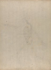 En jämförande anatomisk framställning av människokroppens struktur med en tiger och en vanlig höna: Human Skeleton, Lateral View (Studie för en nyckelfigur till en opublicerad tabell som visar bukens inälvor) av George Stubbs