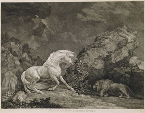 A Horse Frighted by a Lion, graverad av konstnären