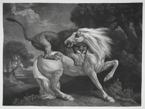 En häst attackerad av ett lejon av George Stubbs