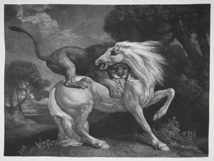 En häst attackerad av ett lejon, 1788. av George Stubbs