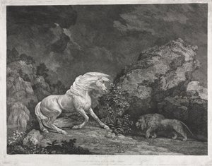 En häst skrämd av ett lejon, 1777. av George Stubbs