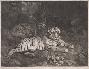 En tiger och en sovande leopard av George Stubbs
