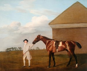 Firetail med sin tränare vid Rubbing-Down House på Newmarket Heath av George Stubbs