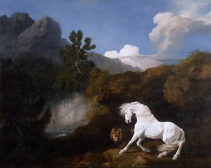 Häst skrämd av ett lejon av George Stubbs