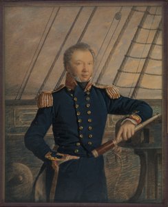 Porträtt av kapten William Hewett, ca 1840 (akvarell, trä, glas) av George T. Gregory