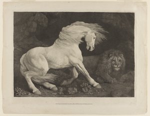 En häst skrämd av ett lejon, efter George Stubbs (1724-1806)
