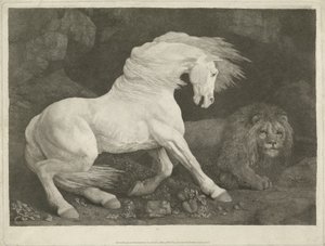 Hästen och lejonet, 1770 (mezzotint)