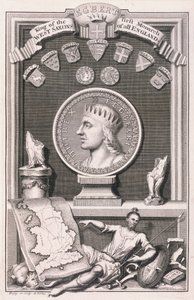 Egbert (d.839) kung av västsaxarna, första monark i hela England, graverad av konstnären (gravyr) av George Vertue