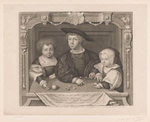 Portret van Dorothea, Johan och Christina van Denemarken Tre barn till K. Henry VII och Elizabeth hans drottning. I. Prins Arthur, II. Pr. Henrik, III. Ps. Margaret (titel på objekt) Portretten van de Tudors (serietitel) Historiska porträtt (serie av George Vertue