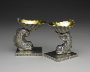 Par saltfat, ca 1843-1850 (silver och silverförgyllning) av George W. Stewart