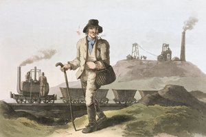 Blenkinsop lokomotiv vid Middleton colliery nära Leeds, från `Costume of Yorkshire