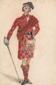 Skott med svärd; Modern klänning av en Highland Chieftain