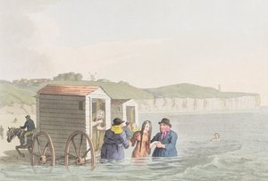 Havsbad i Bridlington Bay, ur "Costumes of Yorkshire", av George Walker
