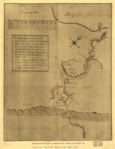 George Washingtons karta som följde med hans "Journal to the Ohio", 1754. LOC 99446116 av George Washington