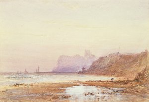 Kusten vid Whitby med Abbey Beyond