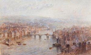 Whitby och floden Esk, en grå dag