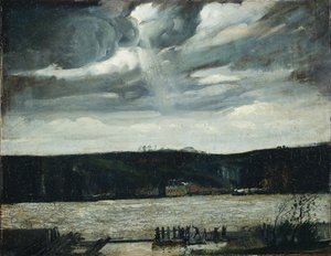 En molnig dag (Hudsonfloden: annalkande by) av George Wesley Bellows