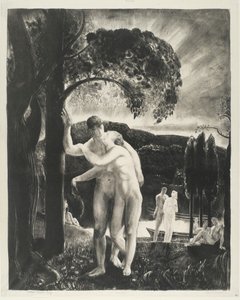 Amour, Men Like Gods-serien, 1923 (litho på vävt papper) av George Wesley Bellows