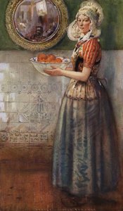 The Bowl of Oranges (färg litho) av George Wharton Edwards