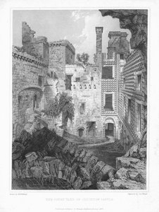 Courtyard of Crichton Castle, c1847.