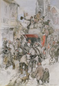 The Christmas Stagecoach (penna, wc och kroppsfärg) av George Wright