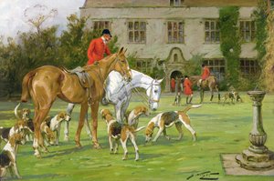 The Meet at Avesbury Manor, Wiltshire (olja på duk)